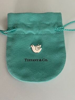 Tiffany & Co. Silver Dove Charm on Tiffany Blue Pouch